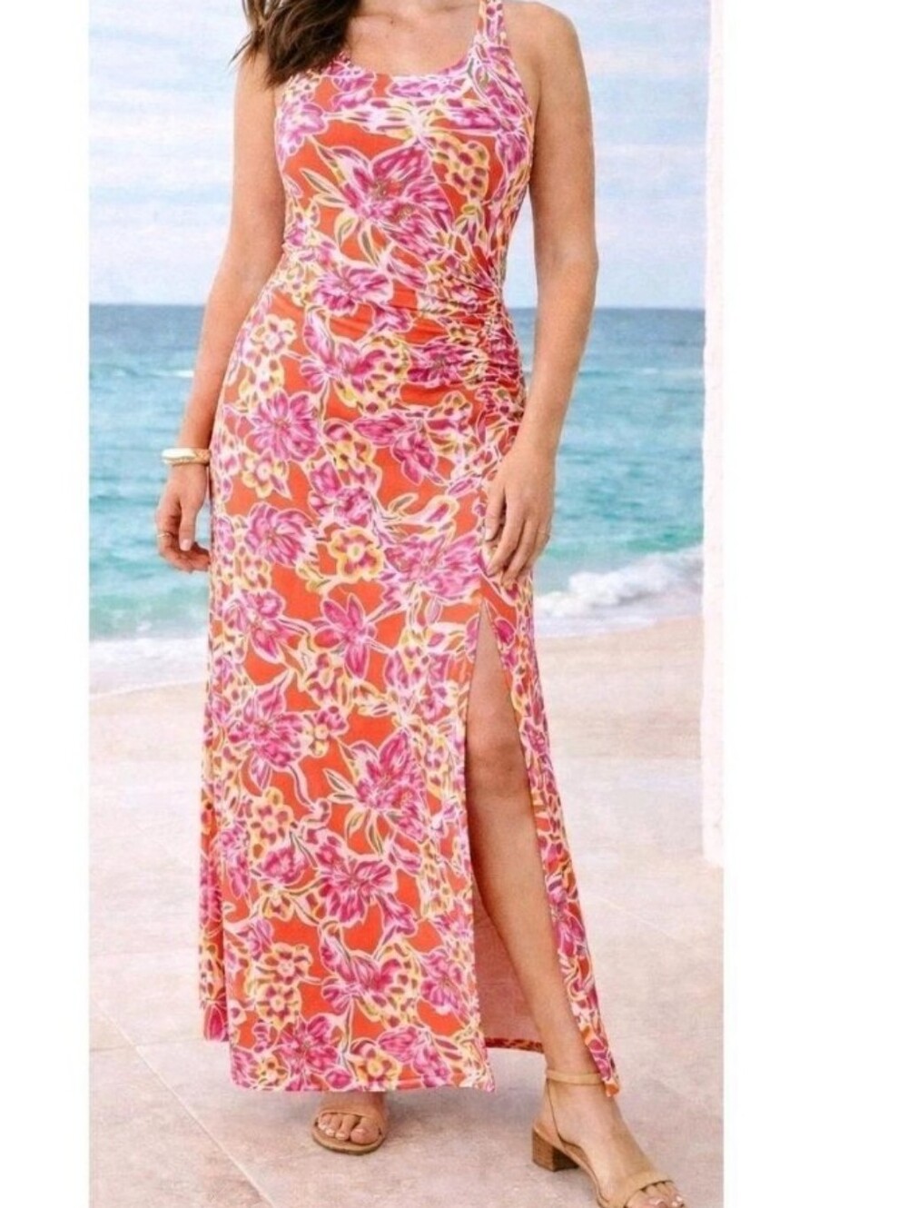 RALPH LAUREN sleeveless floral maxi dress 1X